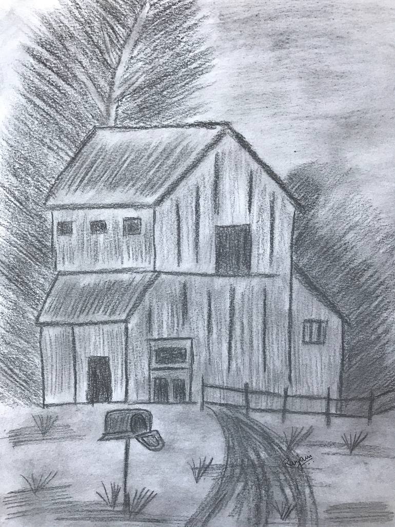 770x1027 Saatchi Art Farm House Drawing By Ranjani Raghavan