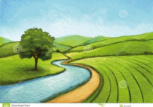 300x210 Farm Landscape Drawing