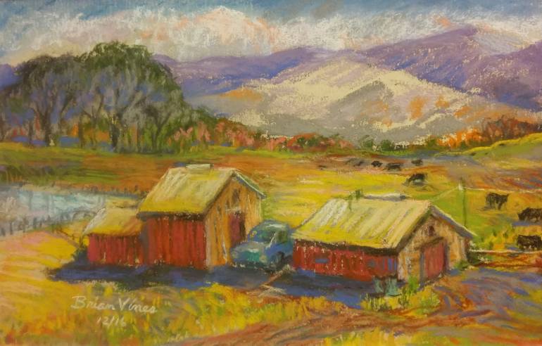 770x492 Saatchi Art Rocky Mountain Farm Scene Drawing By Brian Vines