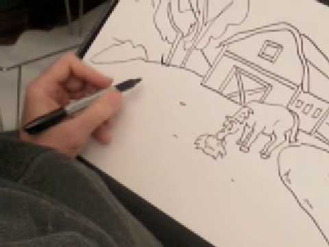 480x360 Barn Scene Coloring Page