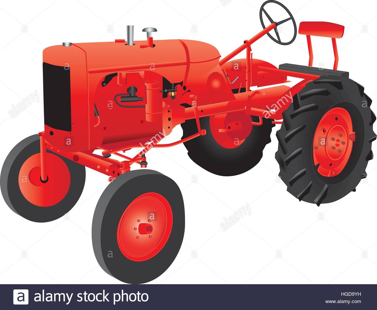 1300x1069 A Detailed Drawing Of A Veteran Red Farm Tractor Isolated On White