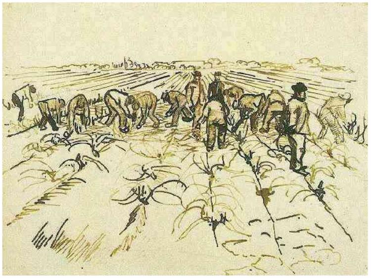 750x563 Farmers Working In The Field By Vincent Van Gogh