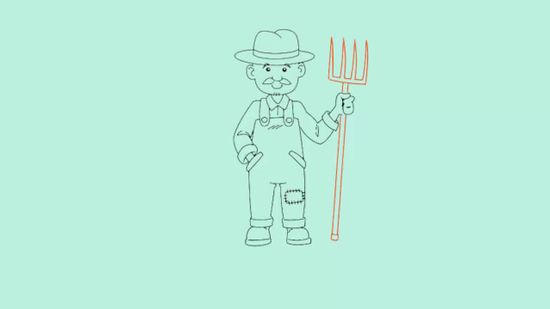 550x309 How To Draw A Farmer 4 Steps (With Pictures)