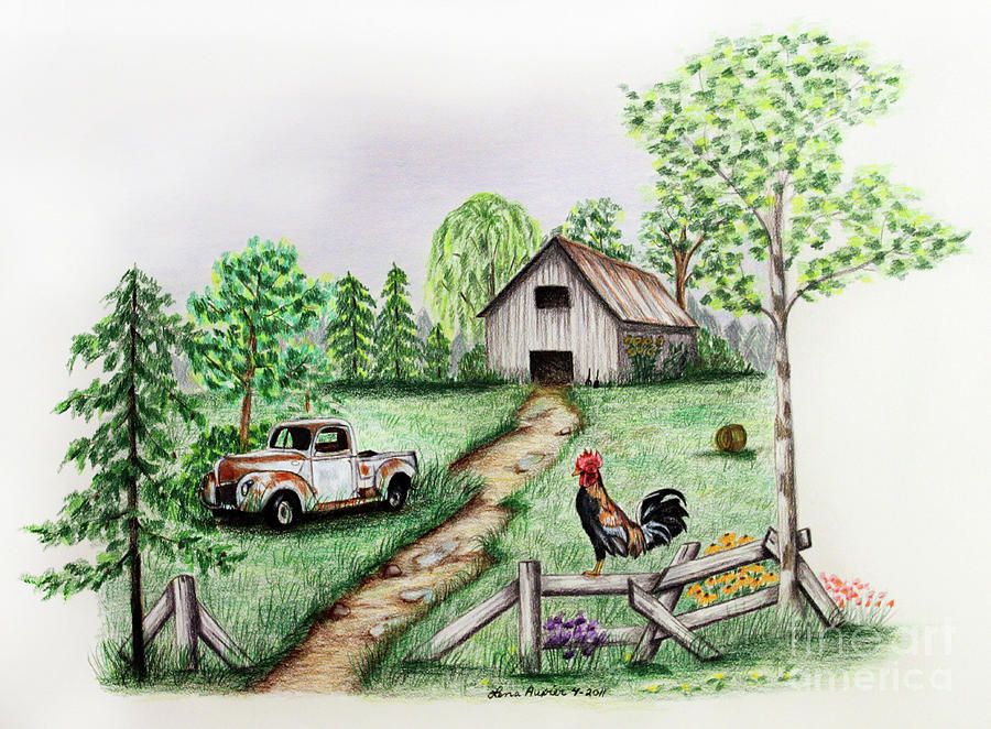 900x662 Farmhouse Drawing Easy