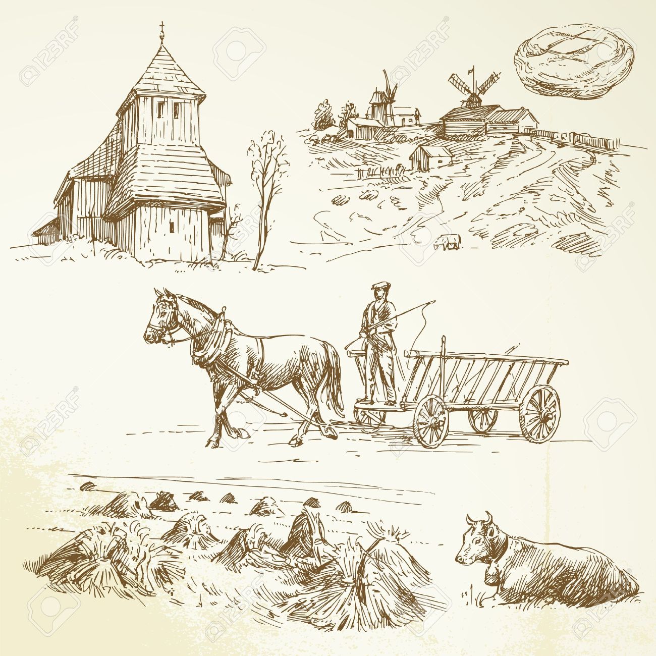 1300x1300 Rural Landscape, Farming, Haying