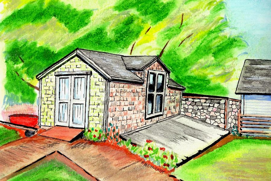 900x603 Glen Magna Farms Garden Woodshed Drawing By Paul Meinerth