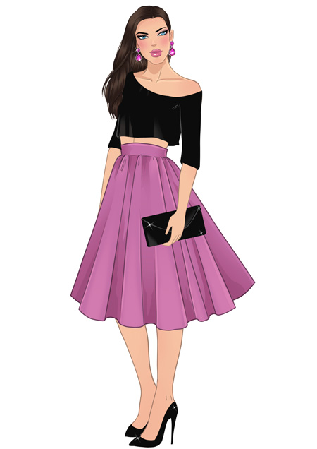 450x636 How To Draw A Flare Skirt I Draw Fashion