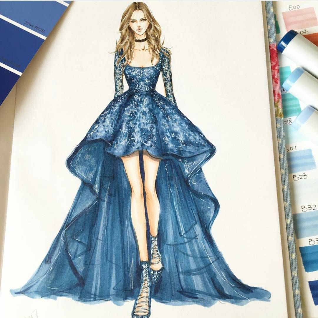 Dress Design Drawing Model Easy ~ Sketch Kleider Abaya Hata Longues ...