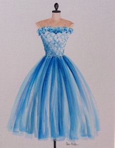 236x303 Fashion Illustration, Yellow Chiffon Dress, Painting Of Dress