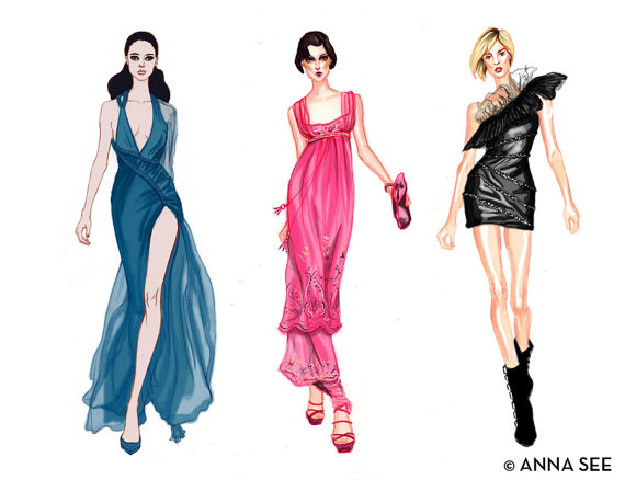 570x438 Runway Divas Fashion Illustration Print 85 X 11 By Annasee On Etsy