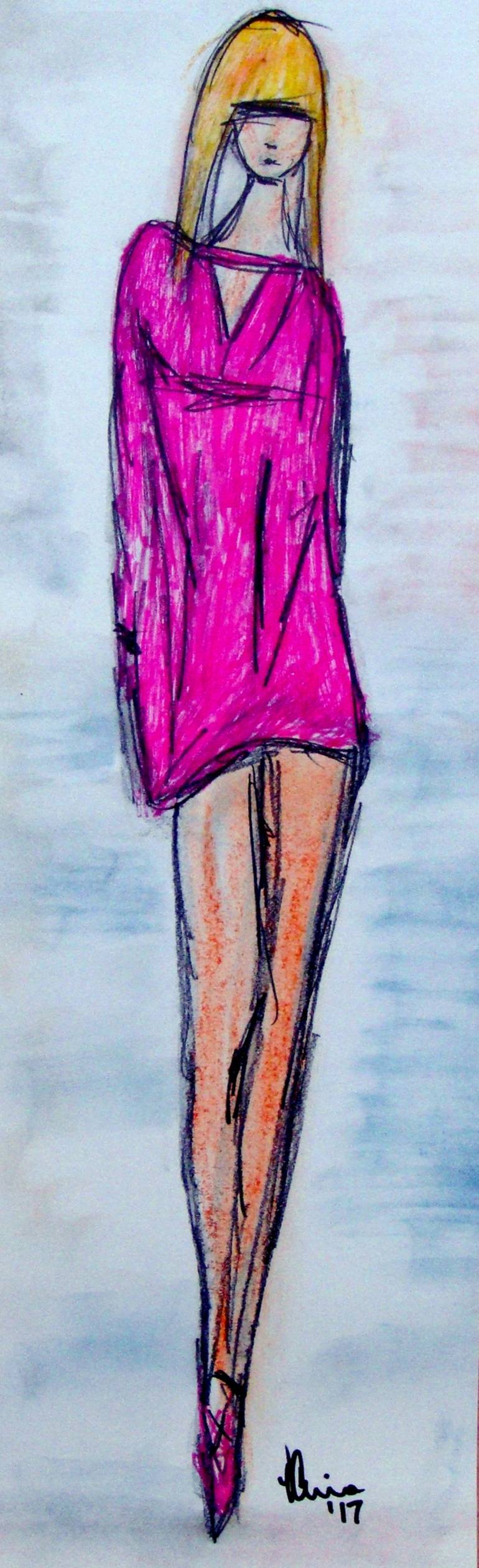 770x2523 Saatchi Art Fashionista Drawing By Vernon Crumrine