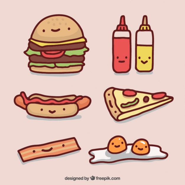 626x626 Fast Food Drawings Collection Vector Premium Download