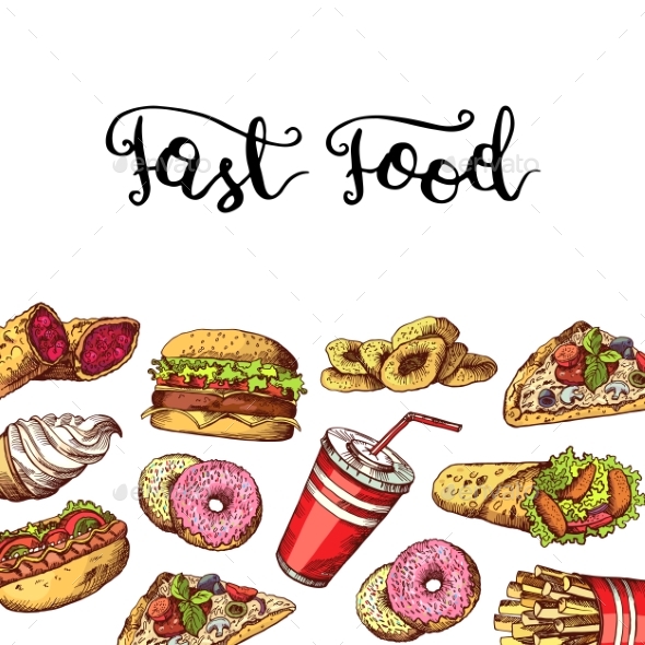 590x590 Vector Hand Drawn Fast Food Elements Illustration By Onyxprj