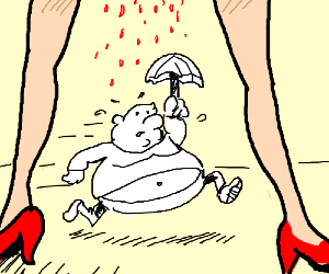 300x250 Fat Guy Running From Raining Period Blood