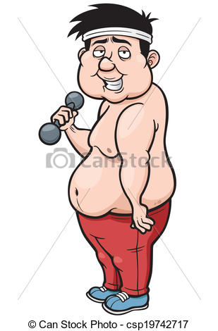 309x470 Vector Illustration Of Fat Man Lifting Weights Vector Clip Art