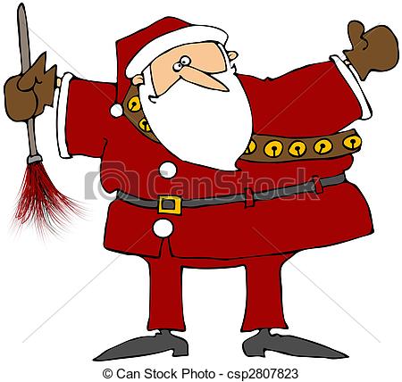 450x428 Santa With A Feather Duster. This Illustration Depicts Santa