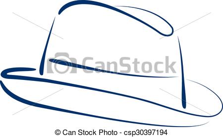450x276 Fedora Trilby Hat. Sketched Man S Fedora Trilby Hat Isolated