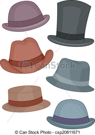 330x470 Illustration Featuring Different Types Of Men's Hats Vectors