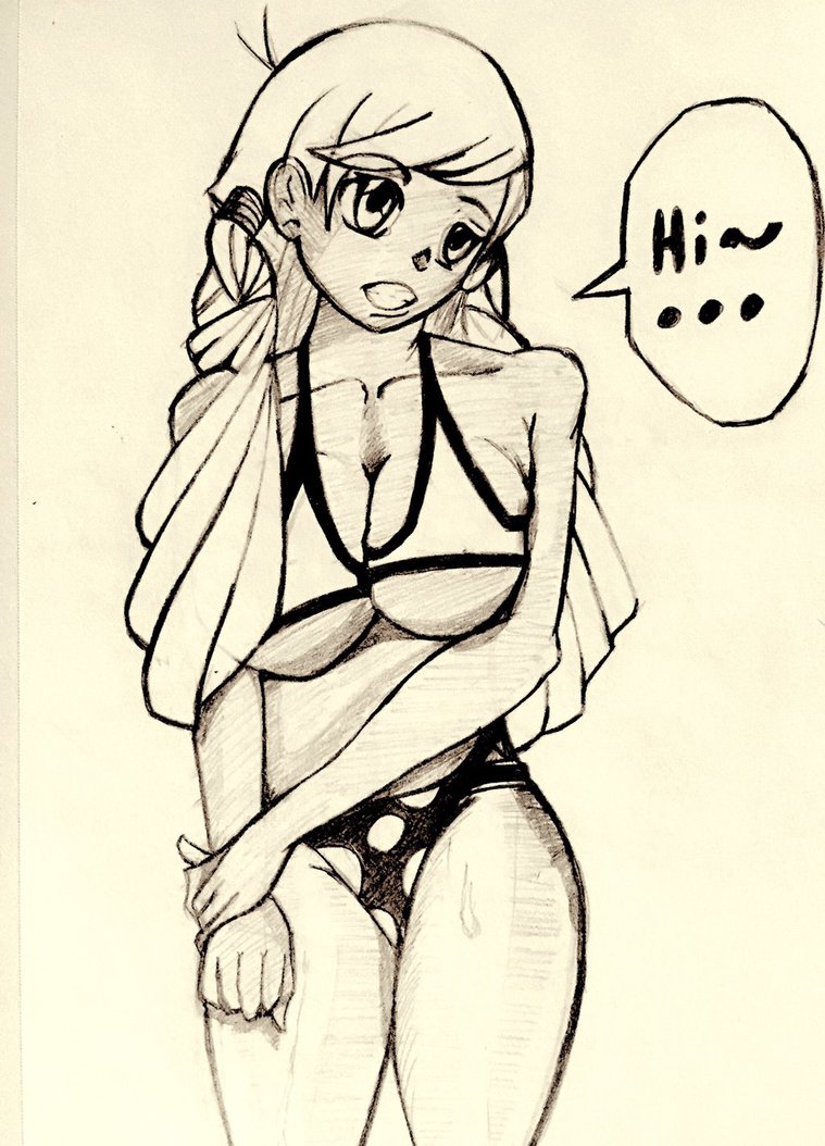 759x1054 Female Anime Drawing Shy Bikini By Snavenekdrawings