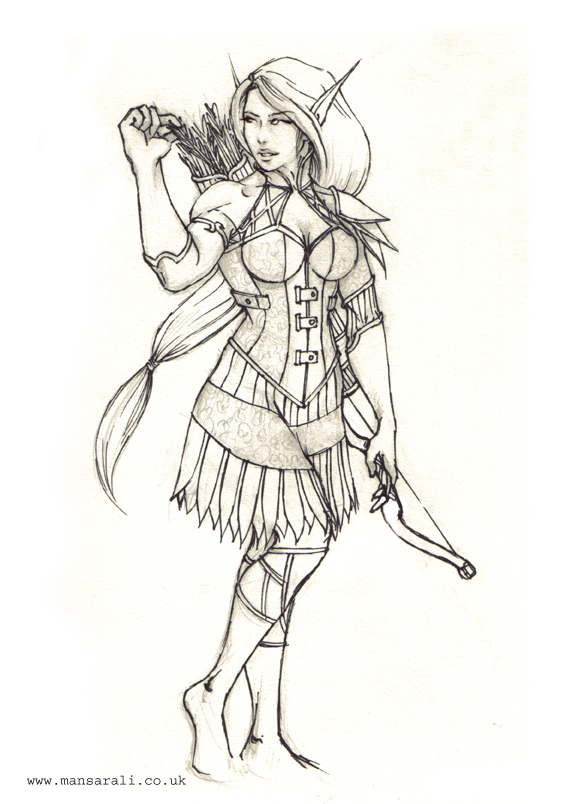 567x804 Female Elf Archer By Mansarali