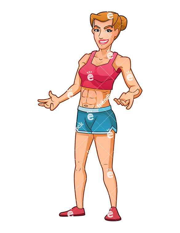 585x755 Confident Female Bodybuilder Showing Off Her Muscles