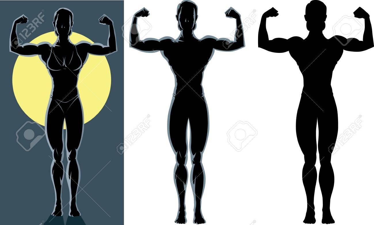 1300x783 Drawing Of An Back Lighted Of A Female Bodybuilder Royalty Free