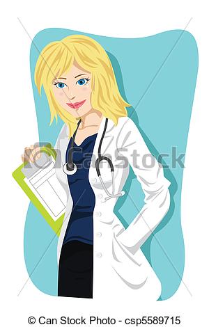 300x470 A Vector Illustration Of A Female Doctor Clipart Vector