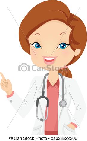 291x470 Girl Doctor Point. Illustration Of A Female Doctor Using Her