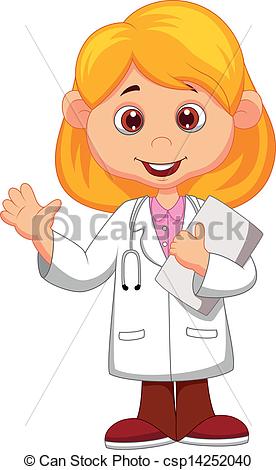 276x470 Vector Illustration Of Cute Little Female Doctor Cartoon Eps