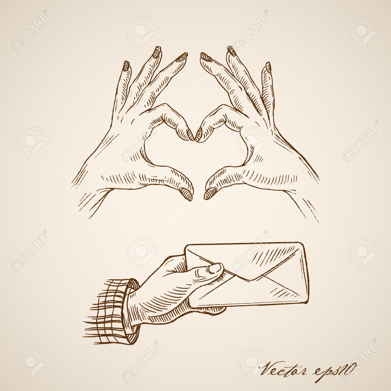 1300x1300 Engraving Vintage Hand Drawn Female Hands Making Heart Symbol