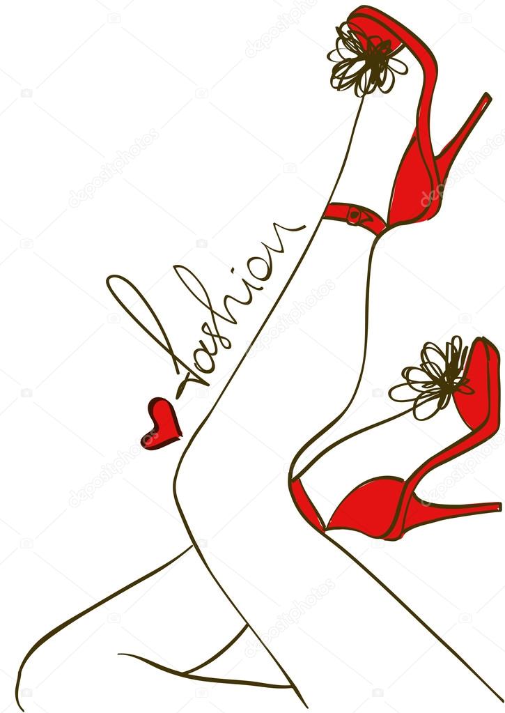 725x1023 Female Legs In High Heels Stock Vector Annykos