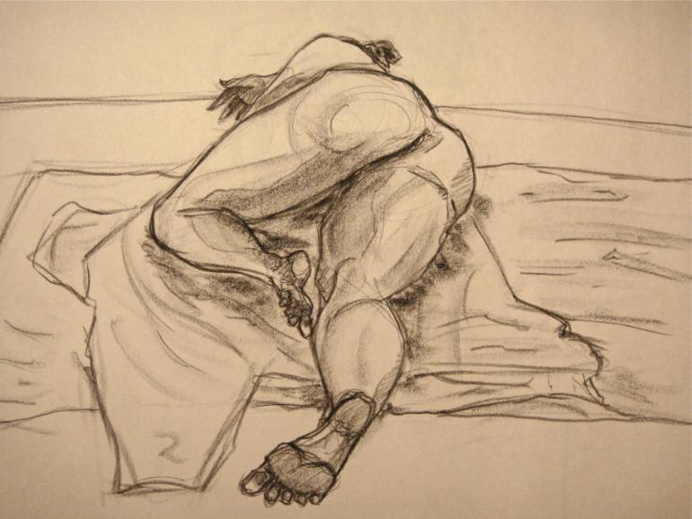 770x578 Saatchi Art Foreshortening Female Model Drawing By Evan Murray