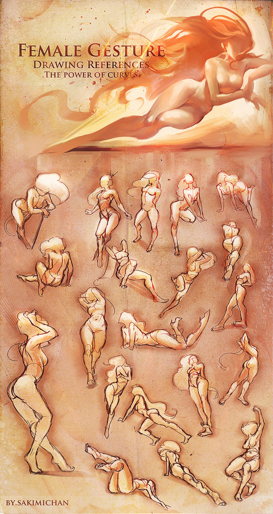 900x1697 Female Gesture Pose References. By Sakimichan