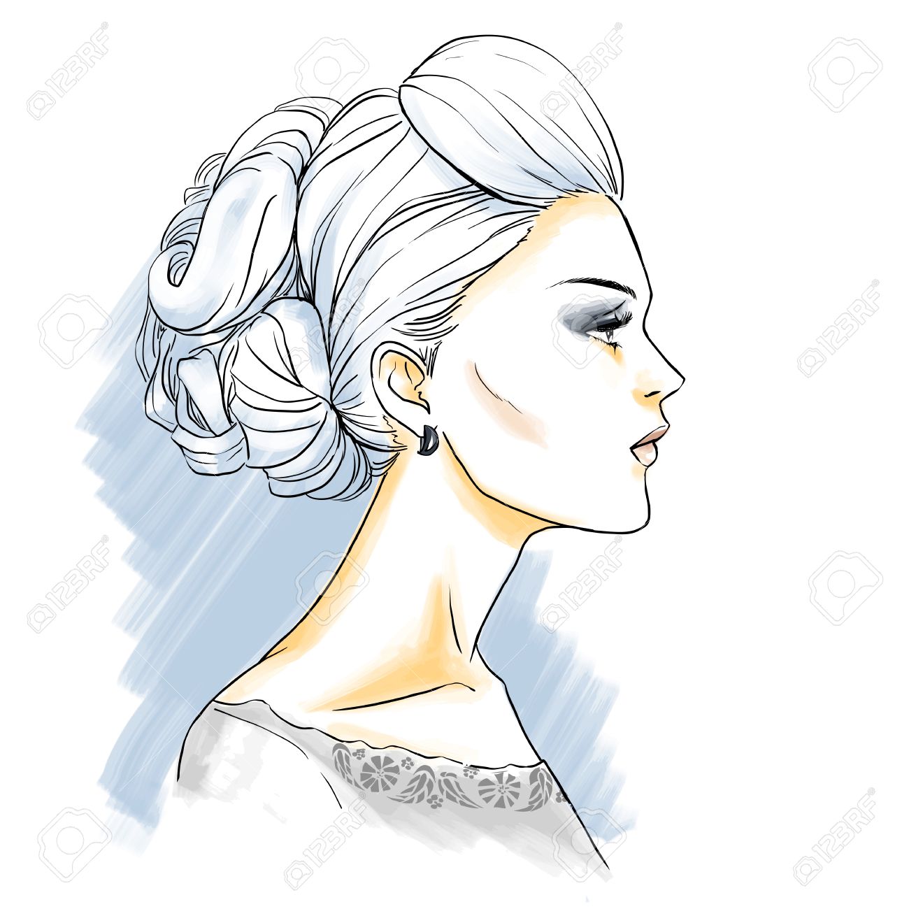 1300x1300 Closeup Profile Portrait Of Beautiful Young Woman With Luxury