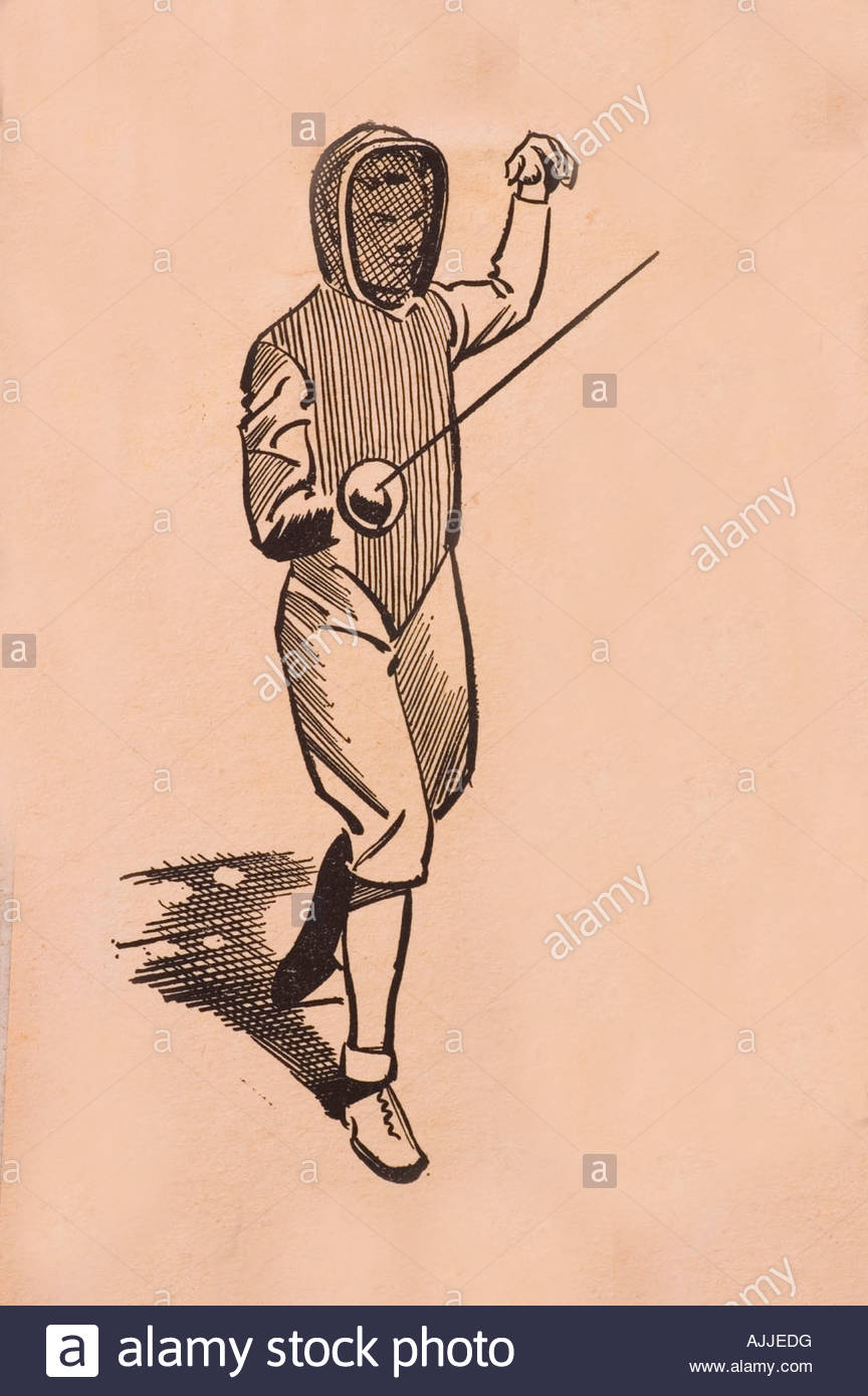 864x1390 Fencing Sport Drawing Stock Photo 14750331