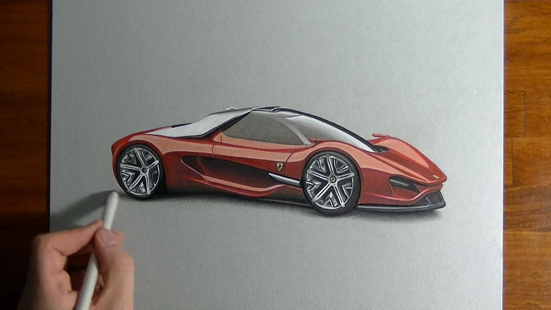 1920x1080 Ferrari Car Drawing 3d Drawing Time Lapse An Amazing Ferrari