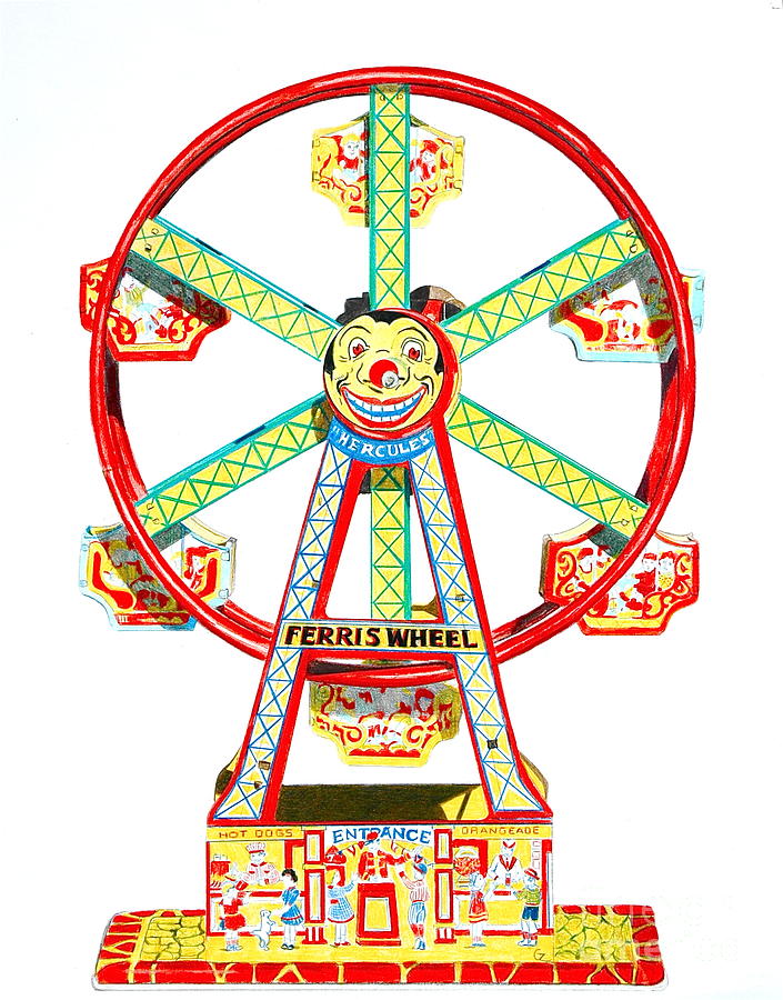 705x900 Wind Up Ferris Wheel Drawing By Glenda Zuckerman