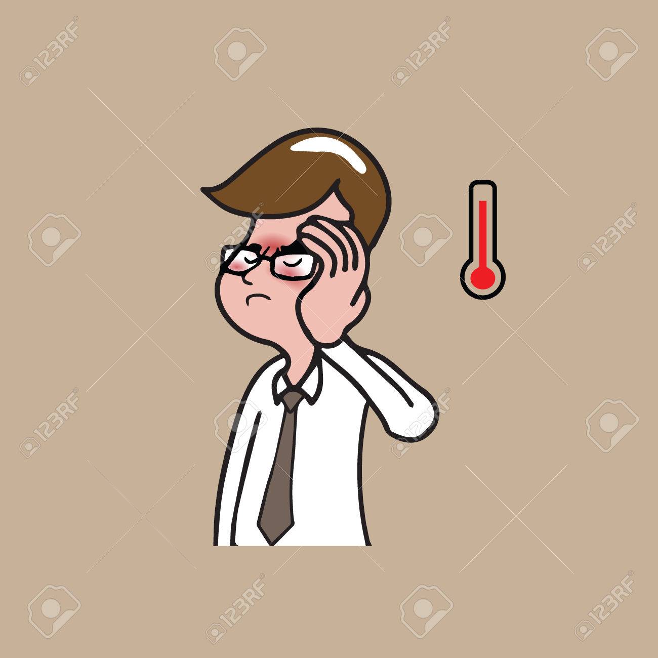 1300x1300 Health Man Gets Fever Cartoon Drawing Royalty Free Cliparts