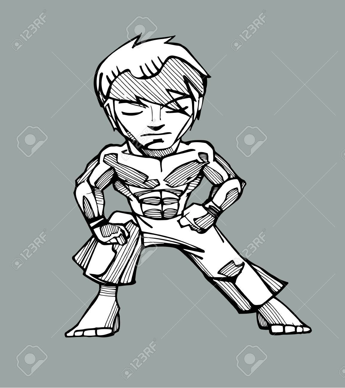 1155x1300 Hand Drawn Vector Illustration Or Drawing Of A Cartoon Karate