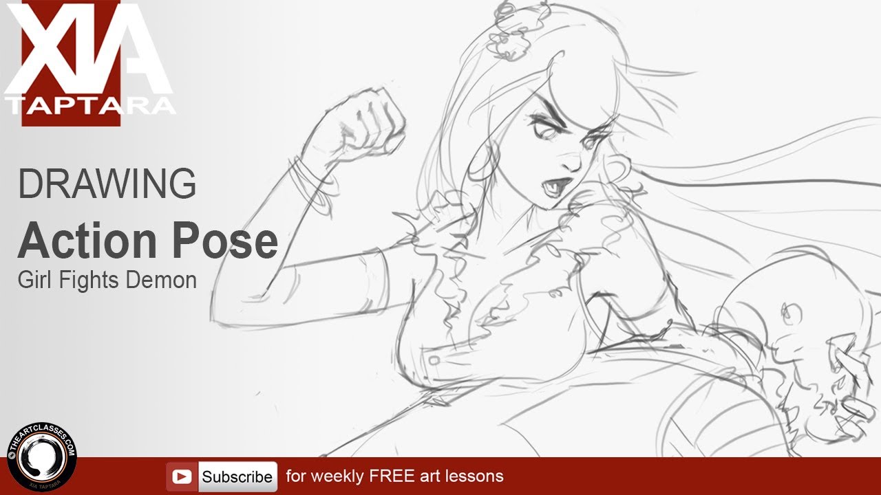 1280x720 Drawing Action Pose Tutorial Girl Fighting From Live Stream 37