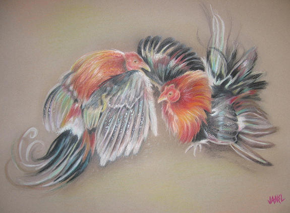 575x422 Cock Fight Drawings Fine Art America