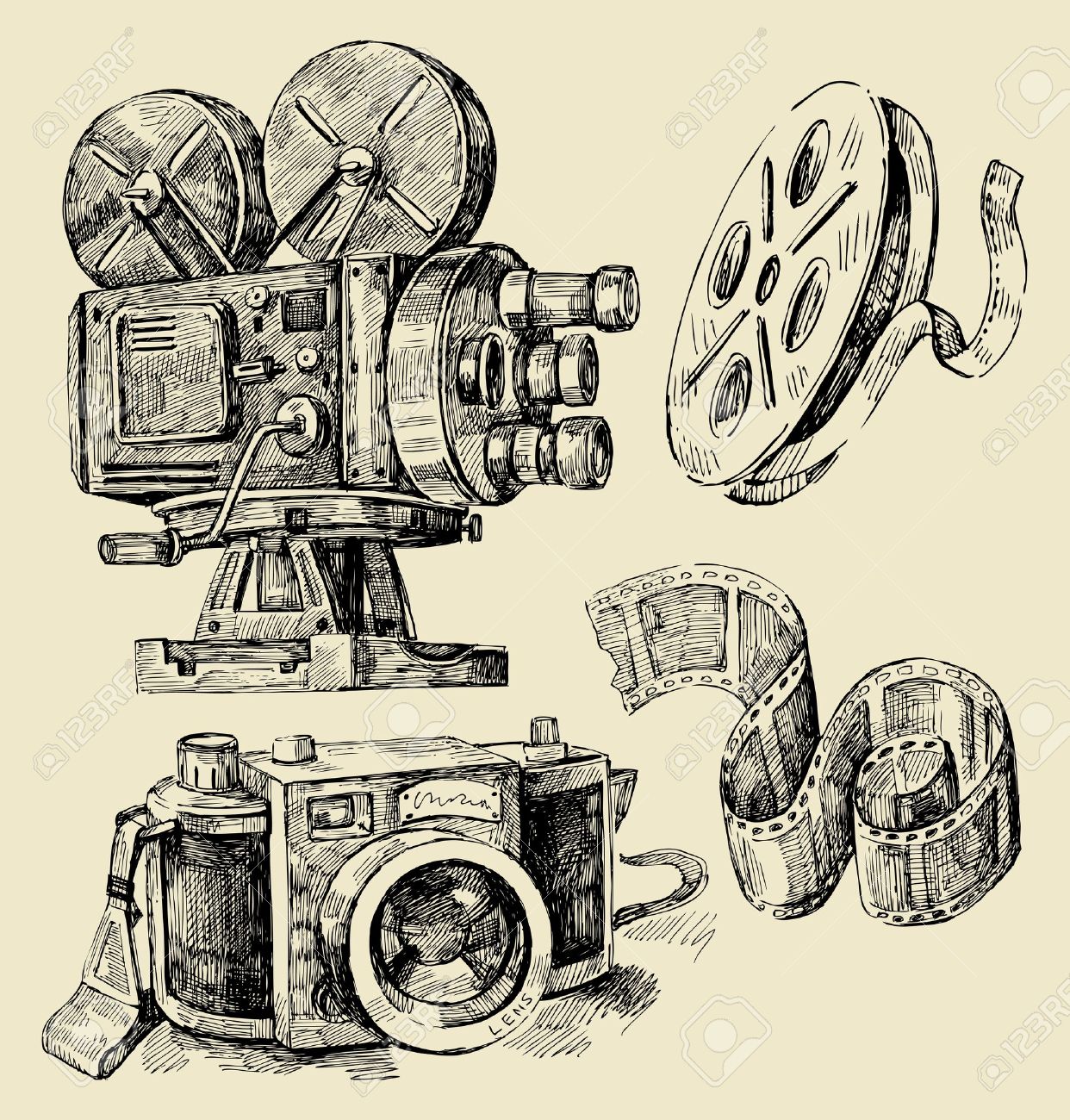 1242x1300 Cameras Hand Drawn Royalty Free Cliparts, Vectors, And Stock