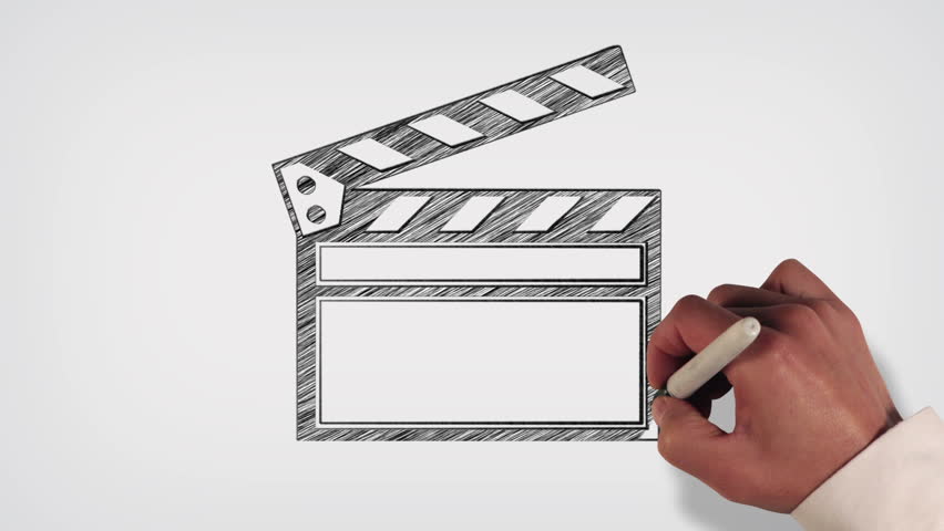 852x480 Hand Drawing A Clap Board Film Slate On Blueprint Paper Stock