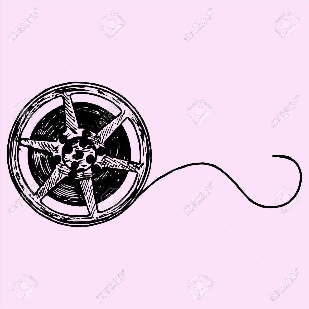 1300x1300 Film Reel, Doodle Style, Sketch Illustration, Hand Drawn, Vector