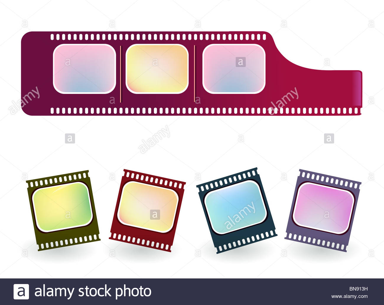 1300x1033 Illustration Drawing Of Old Negative Film Strip Stock Photo