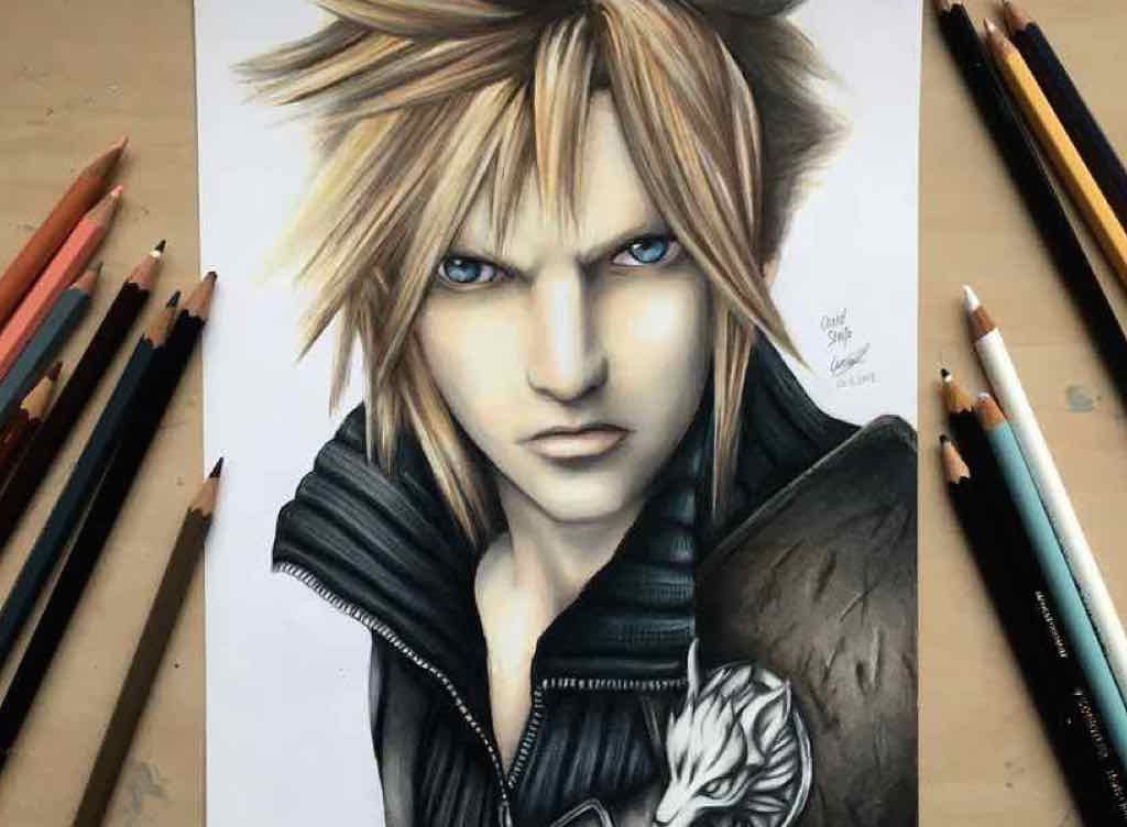 1024x752 Drawing Cloud Strife From Final Fantasy ( 10000 Sub Special)