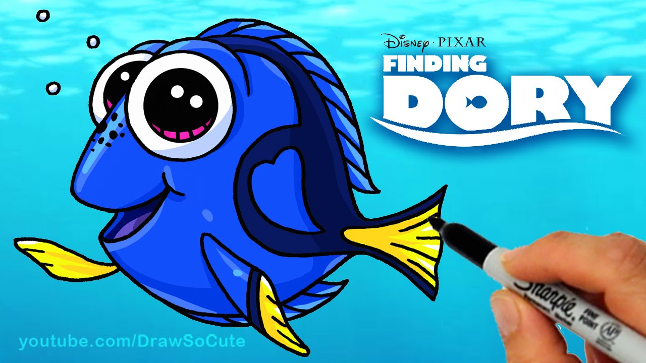 1280x720 How To Draw Dory Step By Step Cute From Disney Finding Dory Movie