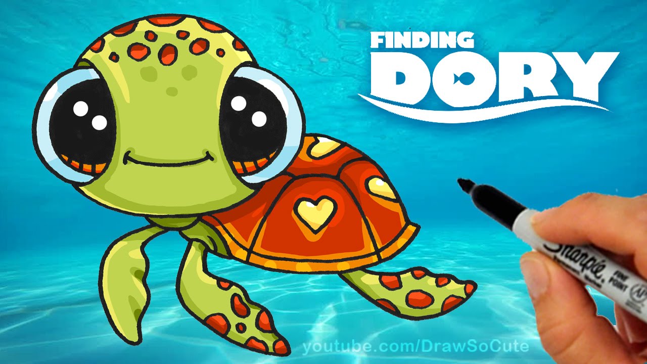 1280x720 How To Draw Squirt From Finding Dory Step By Step Cute Sea Turtle