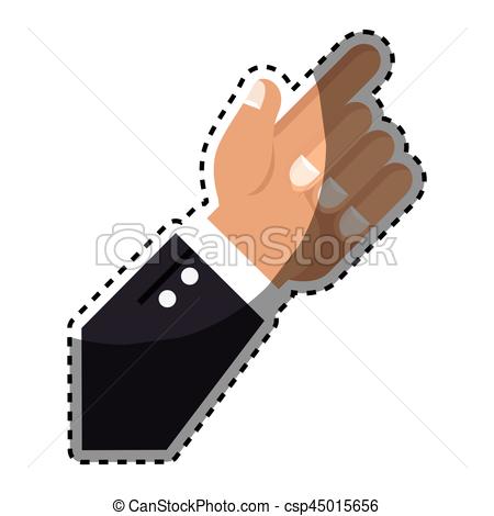 450x470 Sticker Hand With Finger Pointing Up Vector Illustration Clipart