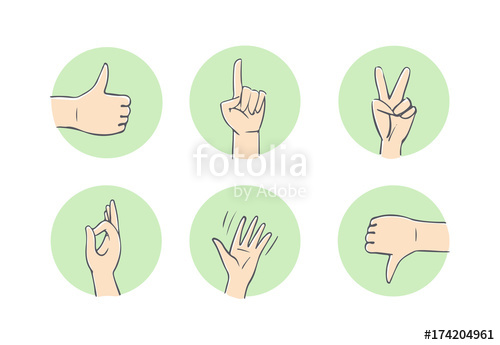 500x345 Vector Set Signs And Symbols Of The Fingers Drawing Hand Stock